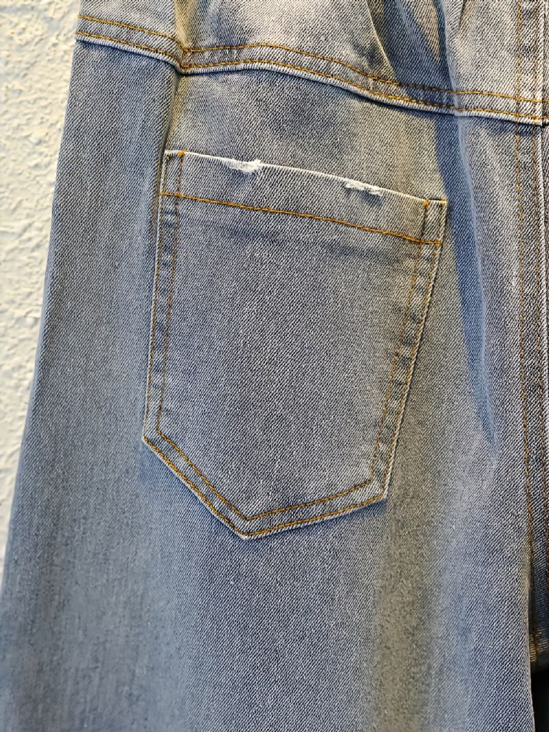 Jenter Vasket Denim Casual Bukser Med Vidde Ben