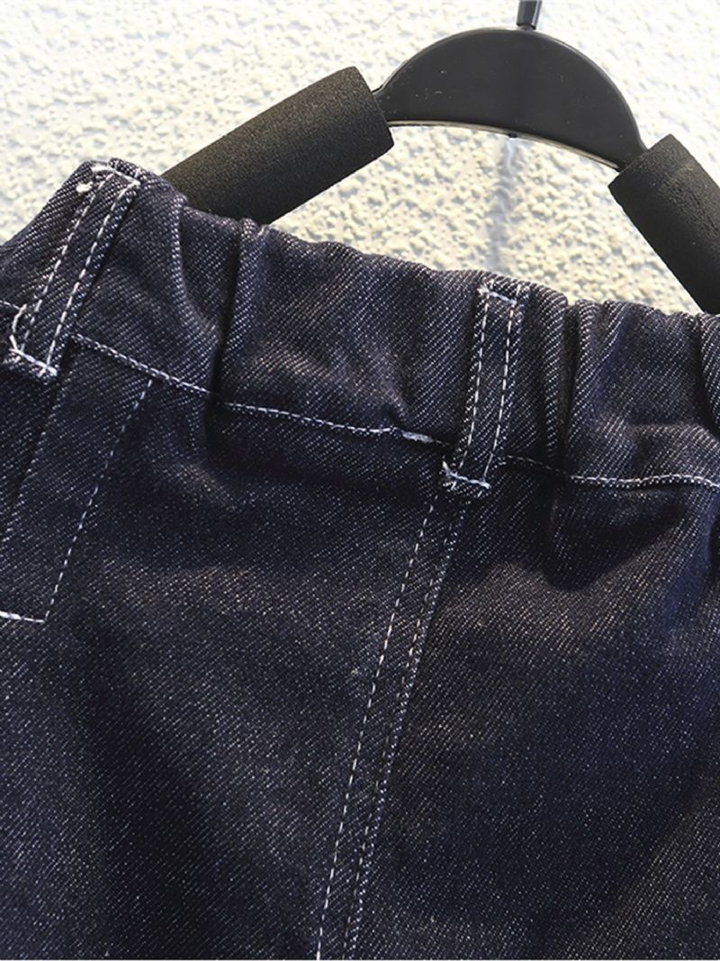 Mørkeblå Elastiske Jeans Til Gutter