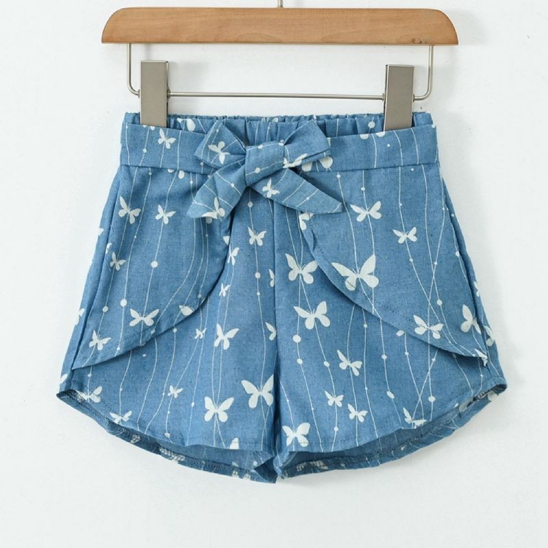 Småbarn Jenter Butterfly Print Denim Shorts