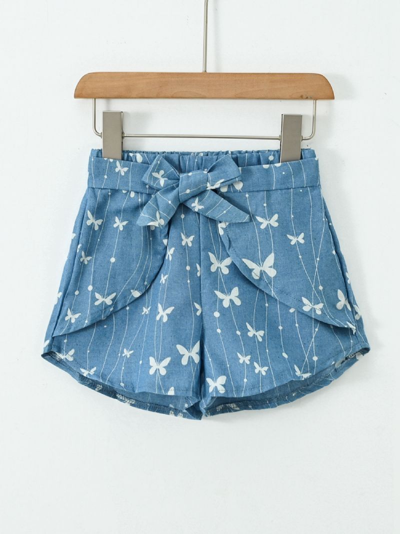 Småbarn Jenter Butterfly Print Denim Shorts