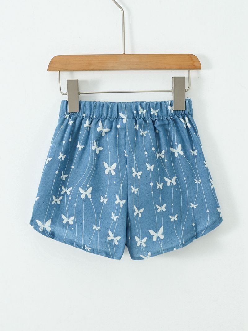 Småbarn Jenter Butterfly Print Denim Shorts