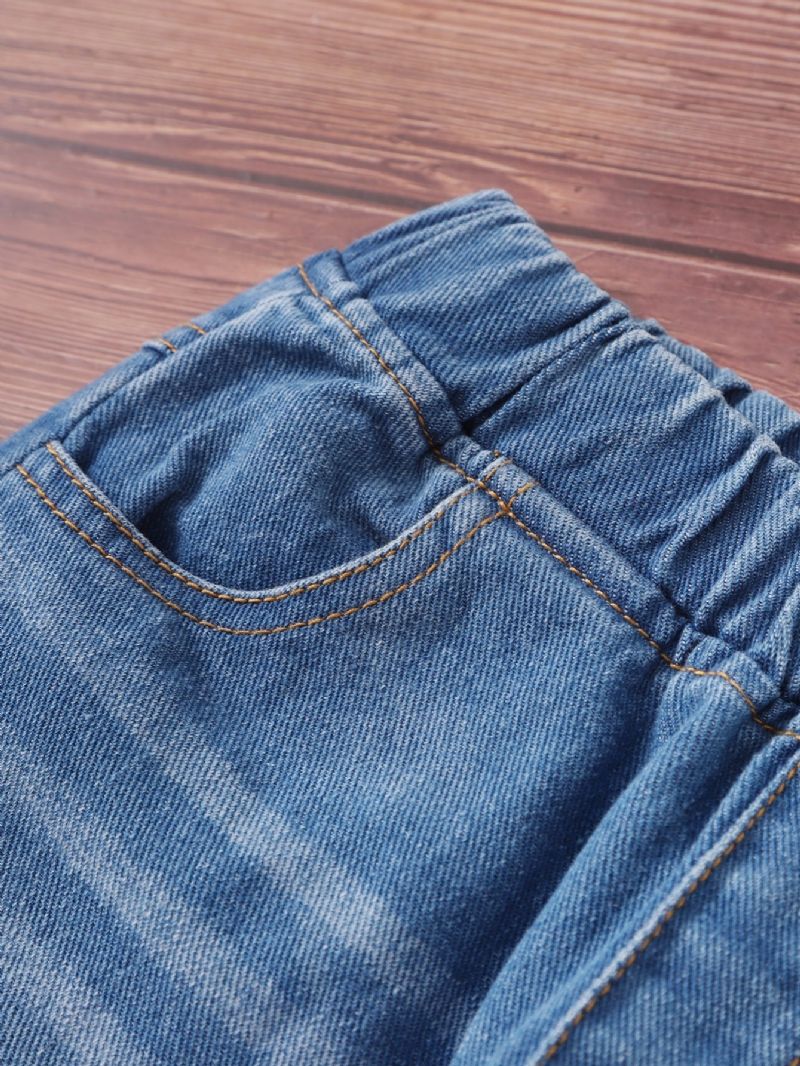 Småbarn Jenter Casual Jeans Med Elastikk I Midjen