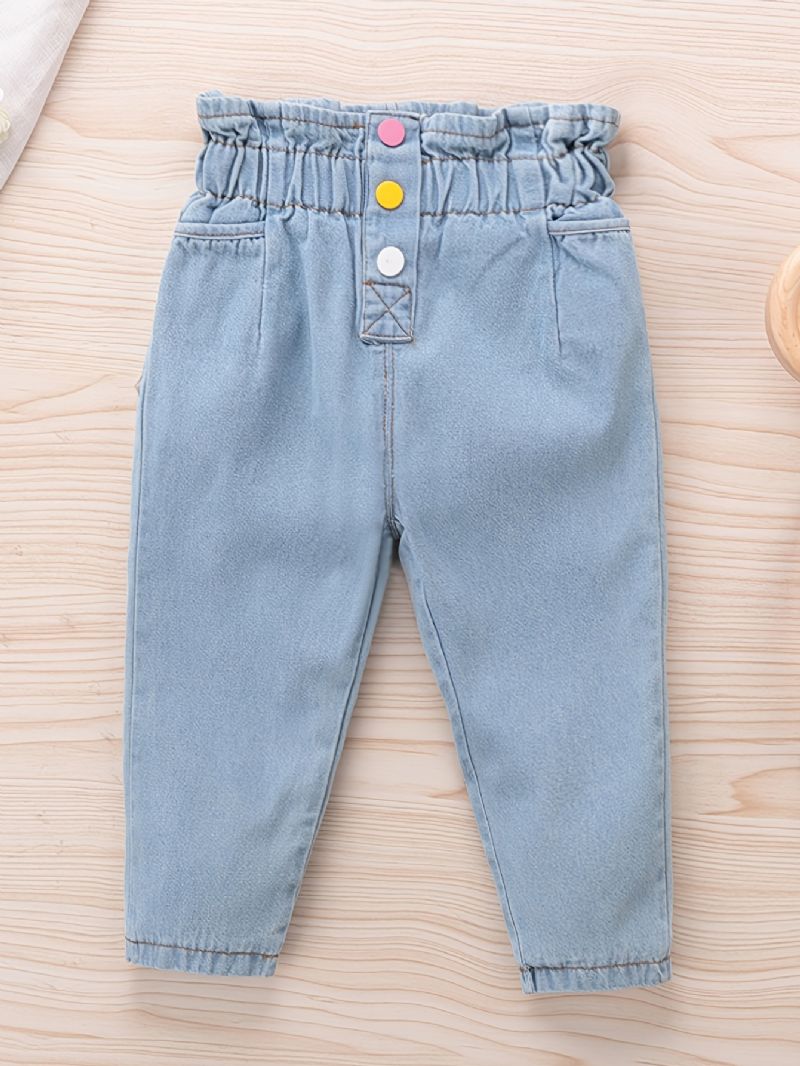 Småbarn Jenter Casual Solid Denim Jeans