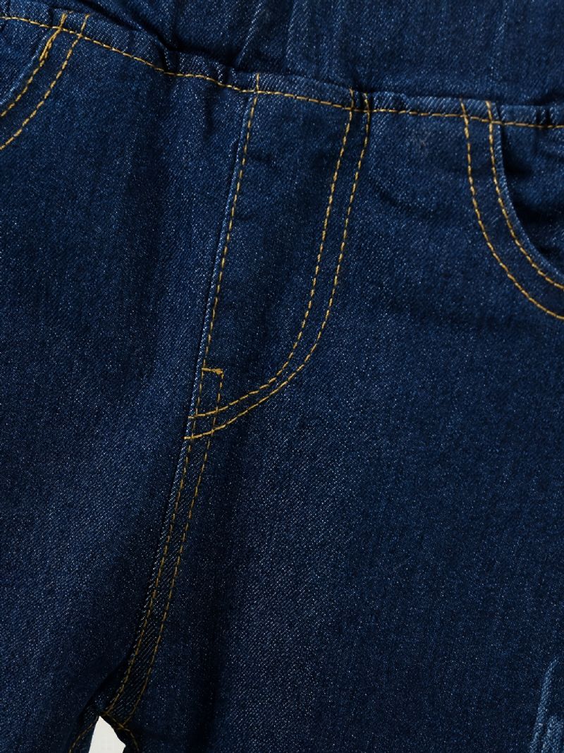 Småbarn Jenter Denim Casual Jeans Brevbroderi Vår Høst