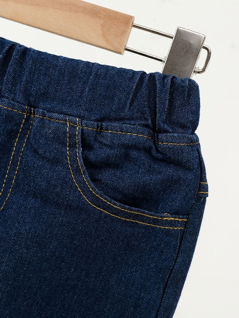 Småbarn Jenter Denim Casual Jeans Brevbroderi Vår Høst