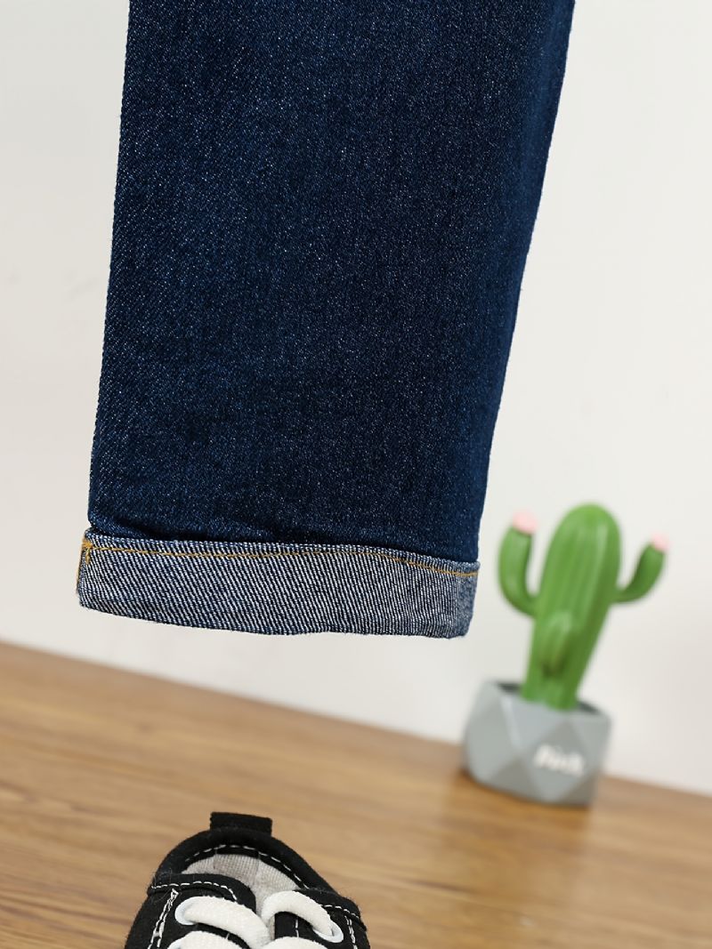 Småbarn Jenter Denim Casual Jeans Brevbroderi Vår Høst