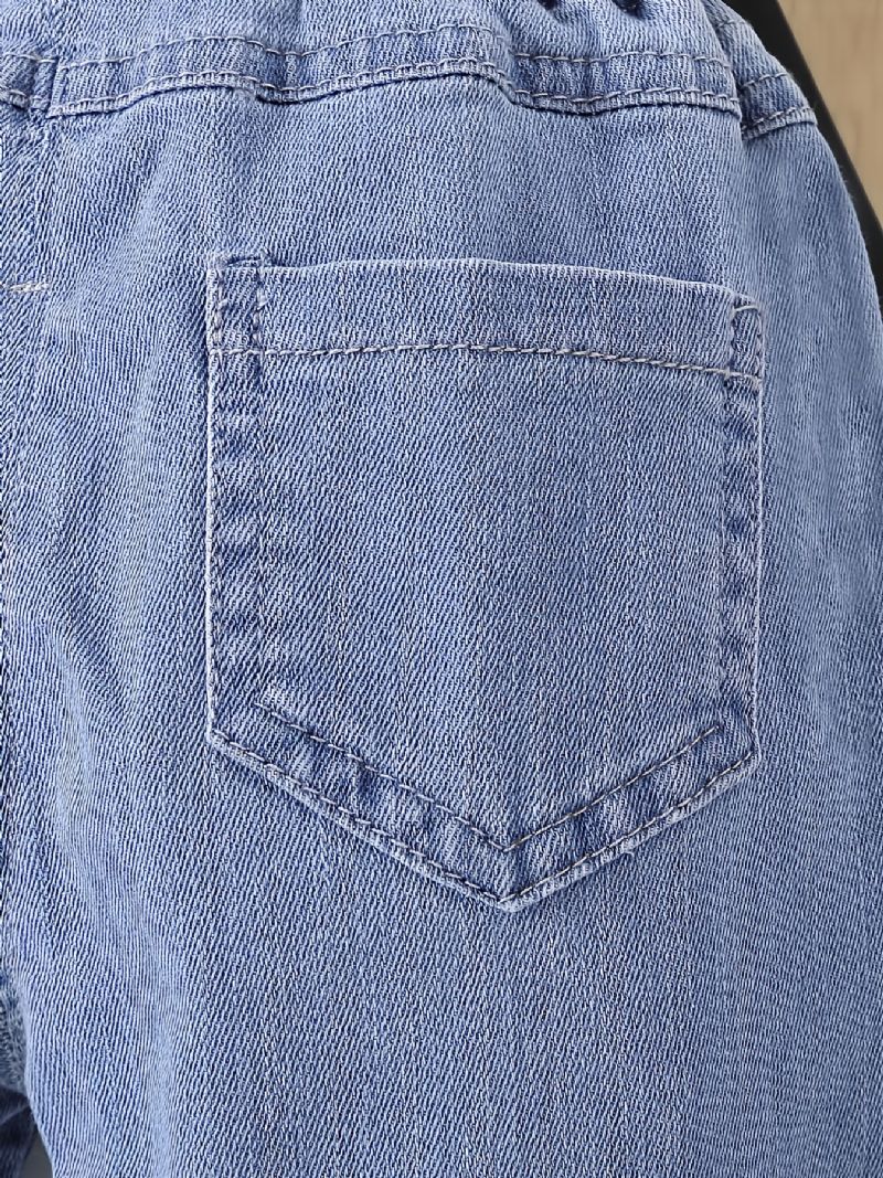 Småbarn Jenter Jeans Uformell Mote Ensfarget Tegneserie Brodert Kanin Print