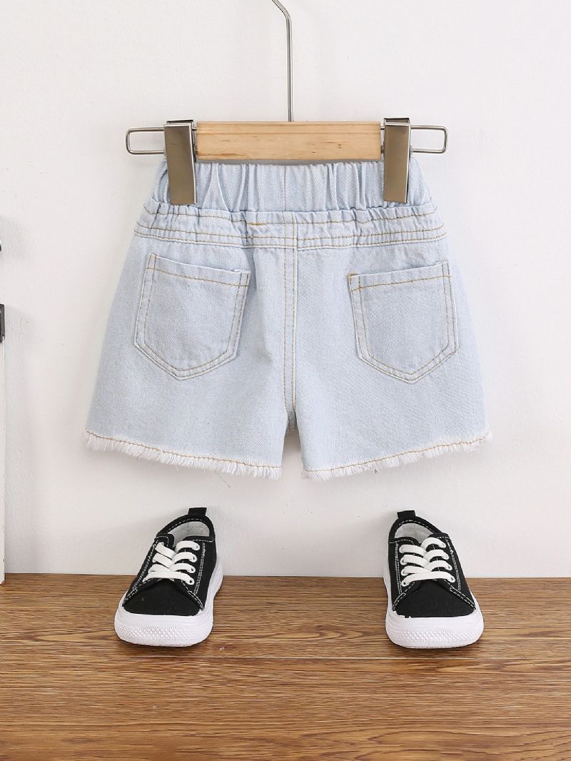 Summer Jenter Denim Shorts Jordbærbroderi Søt Casual Short Jeans