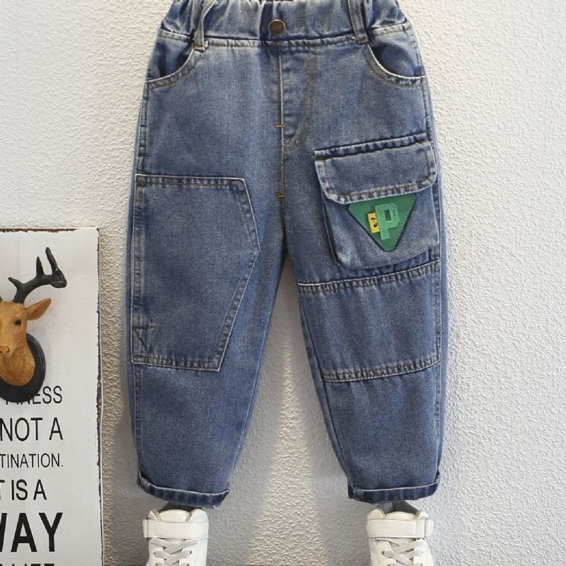 Toddler Gutter Triangle Green Logo Cargo Jeans