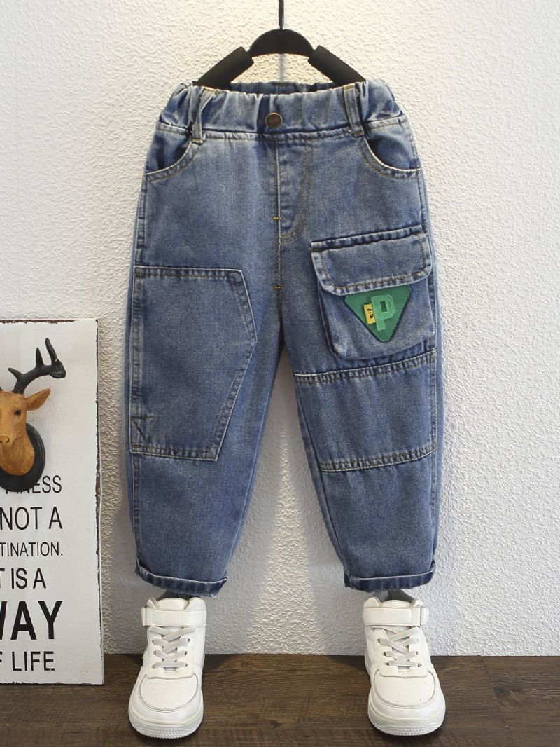 Toddler Gutter Triangle Green Logo Cargo Jeans