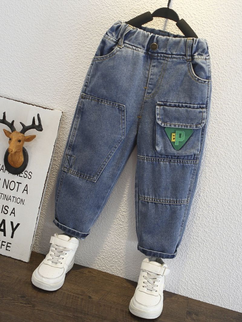 Toddler Gutter Triangle Green Logo Cargo Jeans