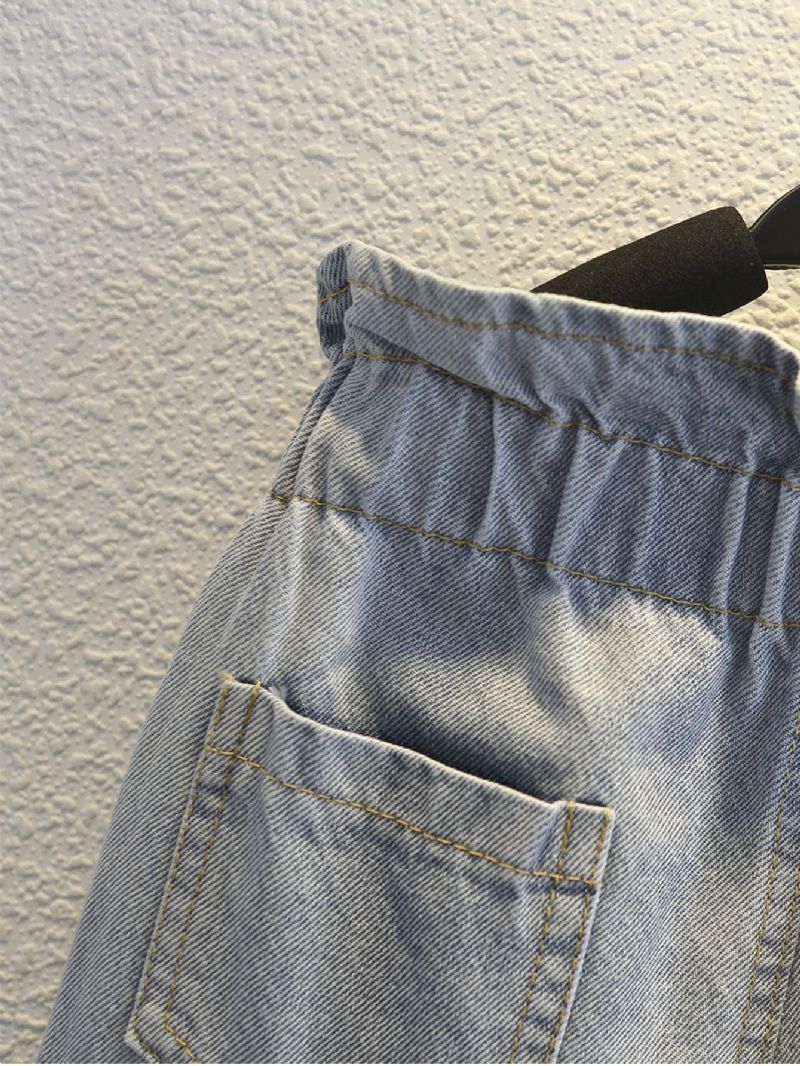 Uformelle Jeans Med Teksturert Blå Denim For Jenter