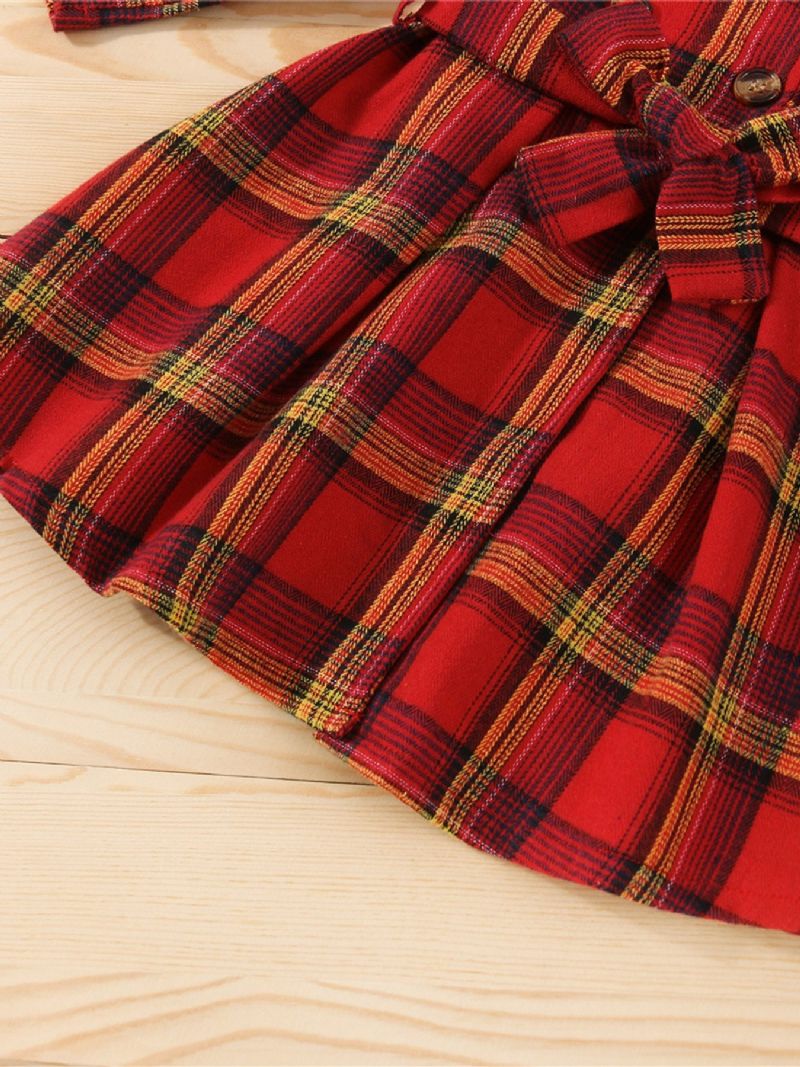 Baby Jenter Christmas Check Lapel Langermet Dress & Belte