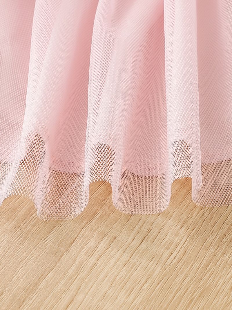 Baby Jenter Elegant Sweet Floral Print Mesh Tutu-kjole Med Sløyfe Til Fest Rosa