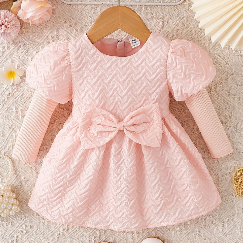 Baby Jenter Elegant Sweet Puff Sleeve Princess Dress With For Party Pink