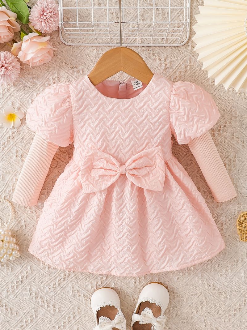 Baby Jenter Elegant Sweet Puff Sleeve Princess Dress With For Party Pink