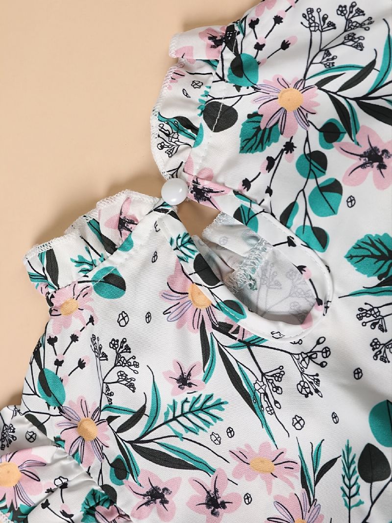 Baby Jenter Kortermet Fluermet Kjole Floral Ruffle Sommerkjole Barneklær