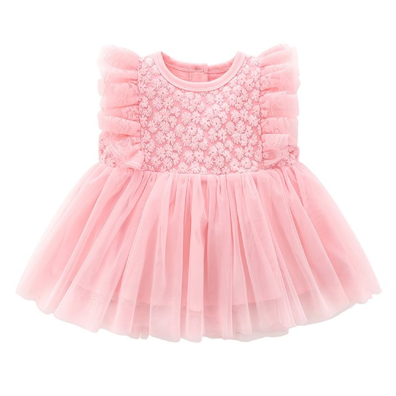 Baby Jenter Mesh Prinsesse Kjole Blomster Broderi Tutu Festkjole