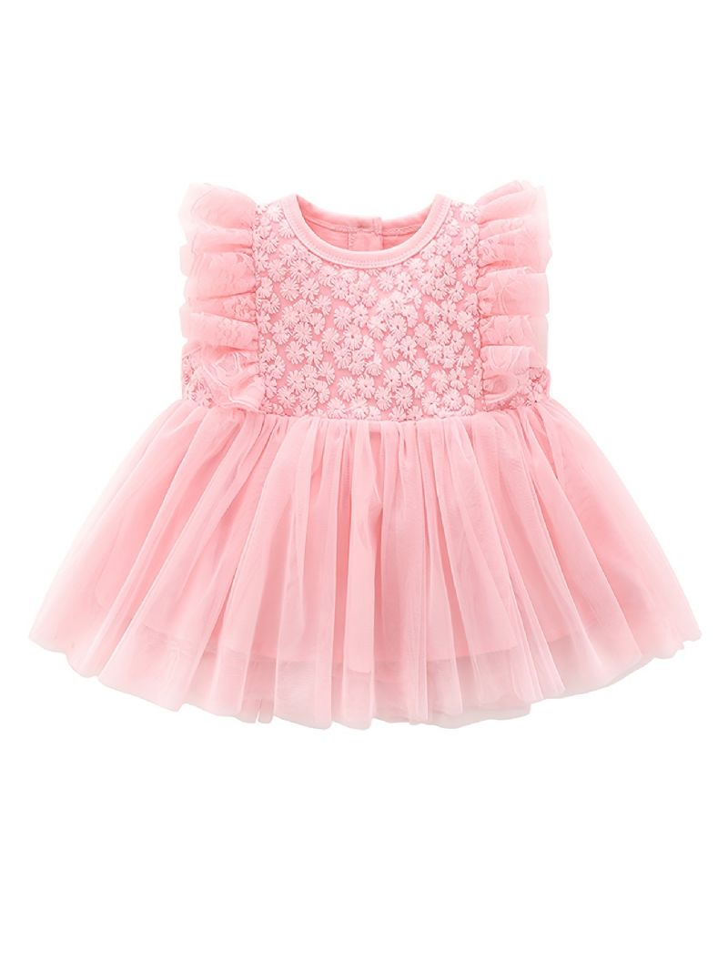 Baby Jenter Mesh Prinsesse Kjole Blomster Broderi Tutu Festkjole