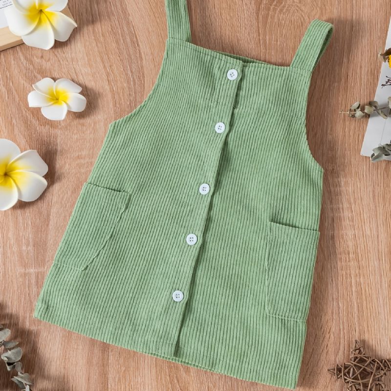 Baby Jenter Overall Dress Corduroy Solid Kjoler Babyklær