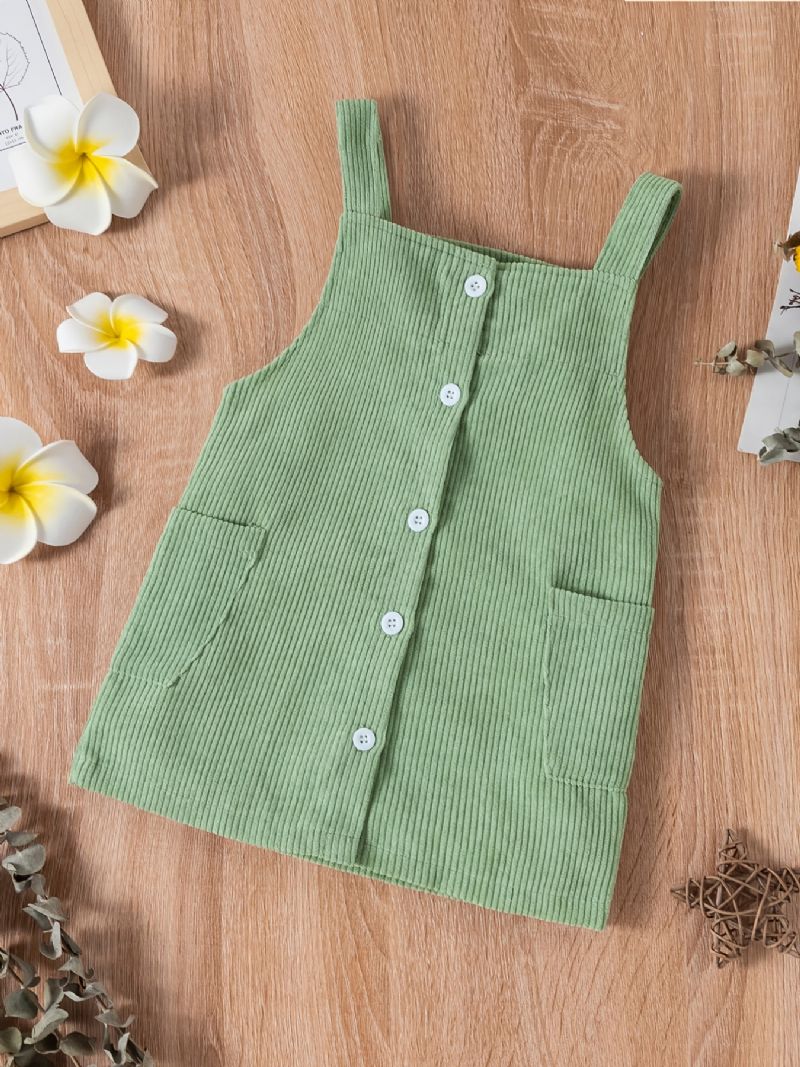 Baby Jenter Overall Dress Corduroy Solid Kjoler Babyklær