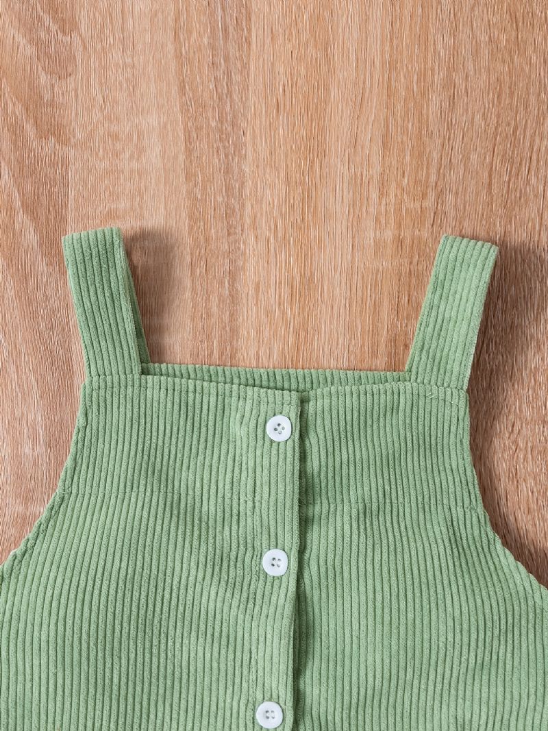 Baby Jenter Overall Dress Corduroy Solid Kjoler Babyklær