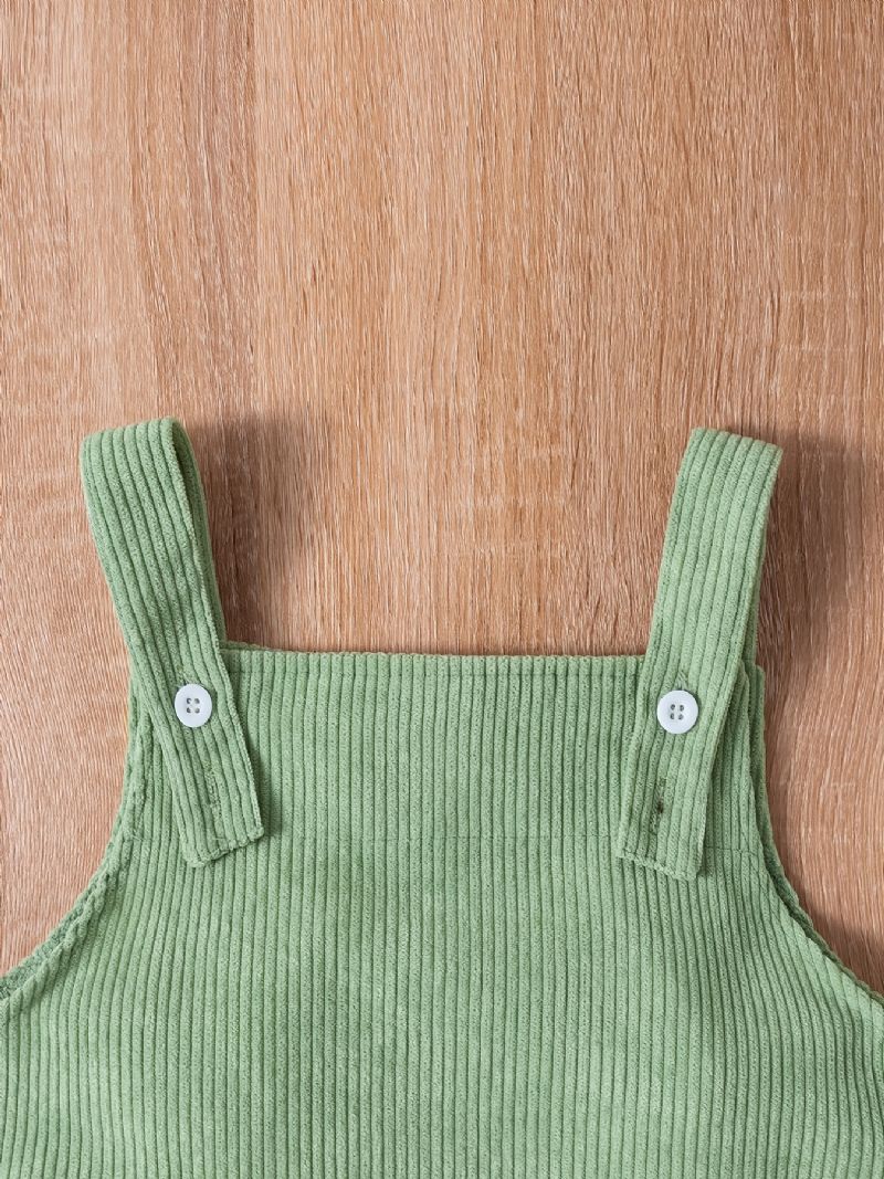 Baby Jenter Overall Dress Corduroy Solid Kjoler Babyklær