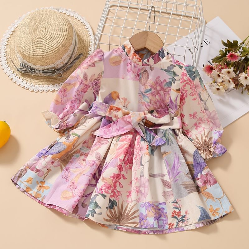 Baby Jenter Ruffle Dress Blomster Print Langermet Princess Barneklær