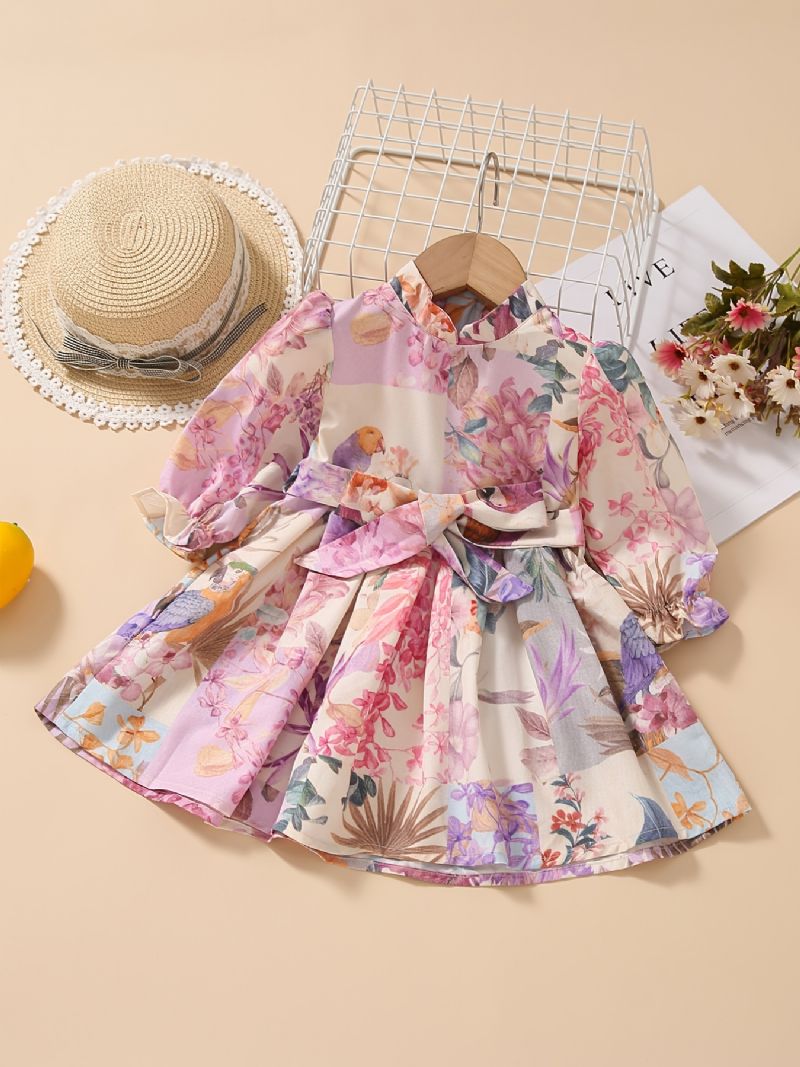 Baby Jenter Ruffle Dress Blomster Print Langermet Princess Barneklær