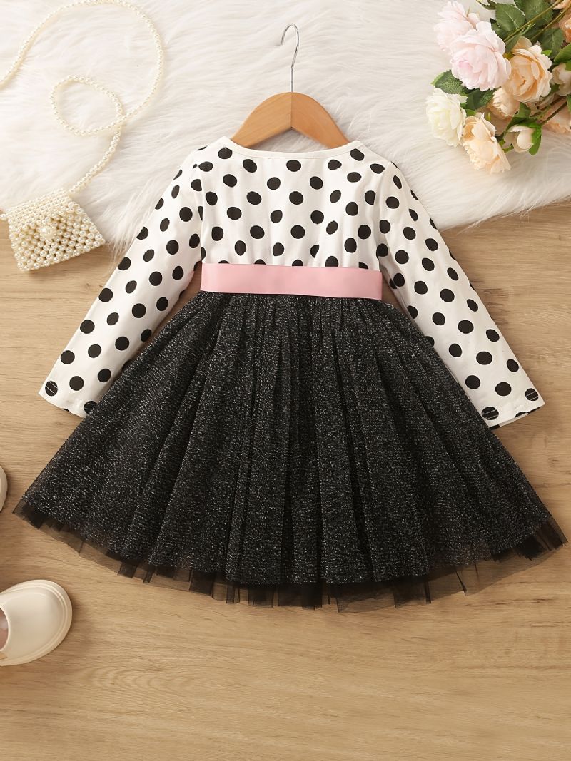 Baby Jenter Skjøtekjole Polka Dot Sløyfe Mesh Princess Dress Barneklær