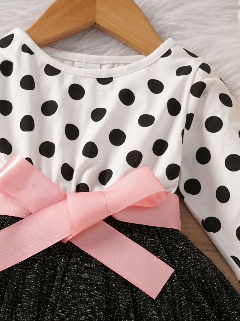 Baby Jenter Skjøtekjole Polka Dot Sløyfe Mesh Princess Dress Barneklær