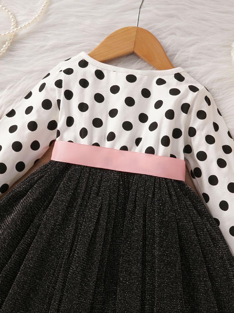 Baby Jenter Skjøtekjole Polka Dot Sløyfe Mesh Princess Dress Barneklær