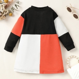 Christmas Price Cuts Jentebaby Dress Høst Vinter Casual Multicolor Strikk Glidelås Langermet Kjole