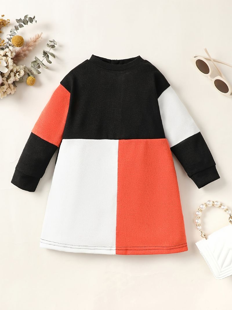 Christmas Price Cuts Jentebaby Dress Høst Vinter Casual Multicolor Strikk Glidelås Langermet Kjole