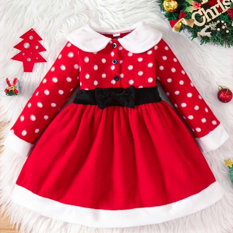 Christmas Toddler Jentebaby Dress Princess Plysj Langermet Kjole