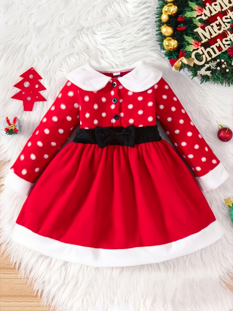 Christmas Toddler Jentebaby Dress Princess Plysj Langermet Kjole