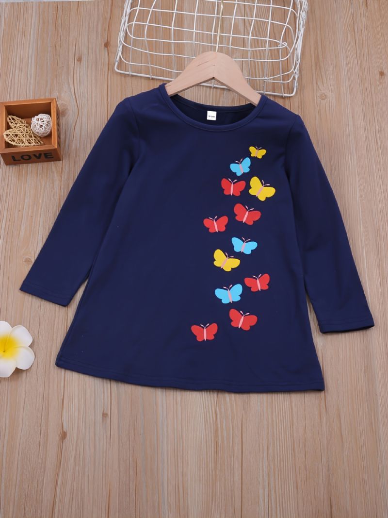 Girl's Multi-color Butterfly Printed Cotton Dress Autumn Winter New