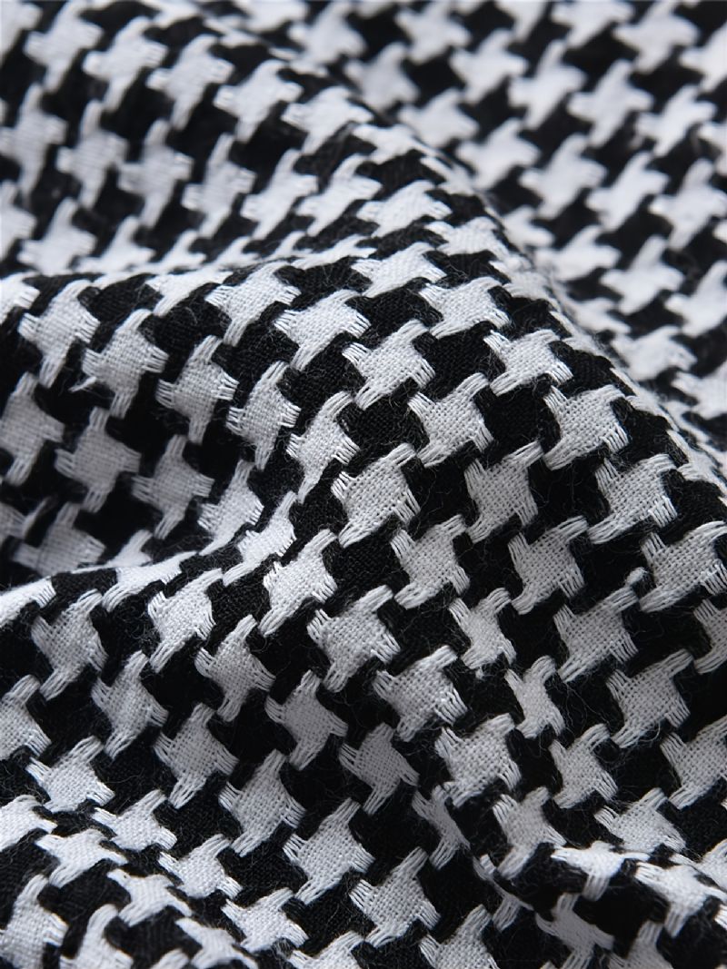 Jente Houndstooth Vest Hvit Langermet Skjortekjole