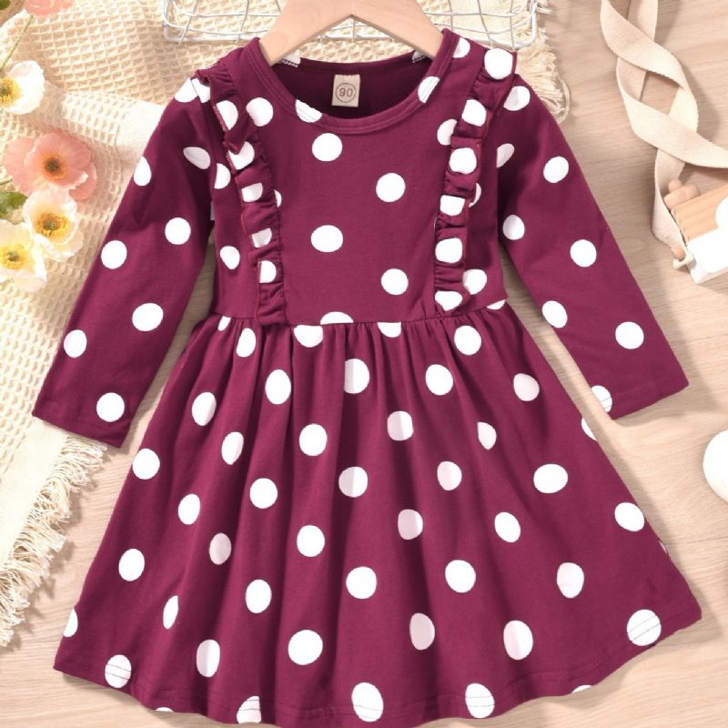 Jente Polka Dot Casual Langermet Kjole