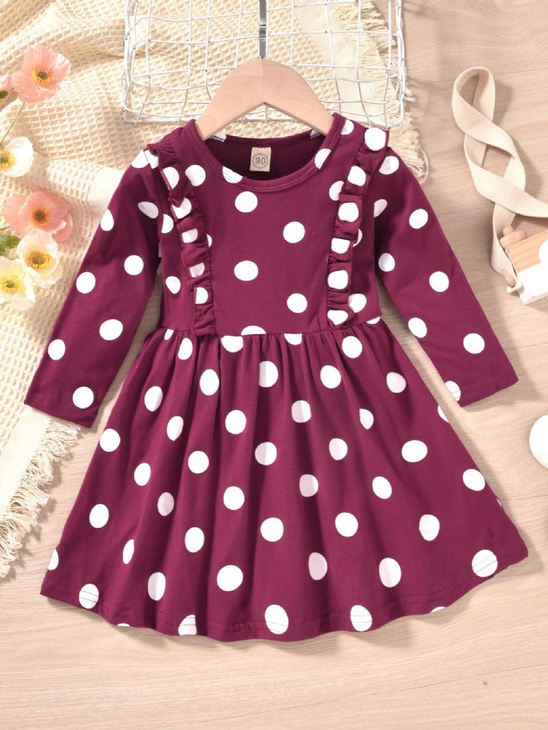 Jente Polka Dot Casual Langermet Kjole