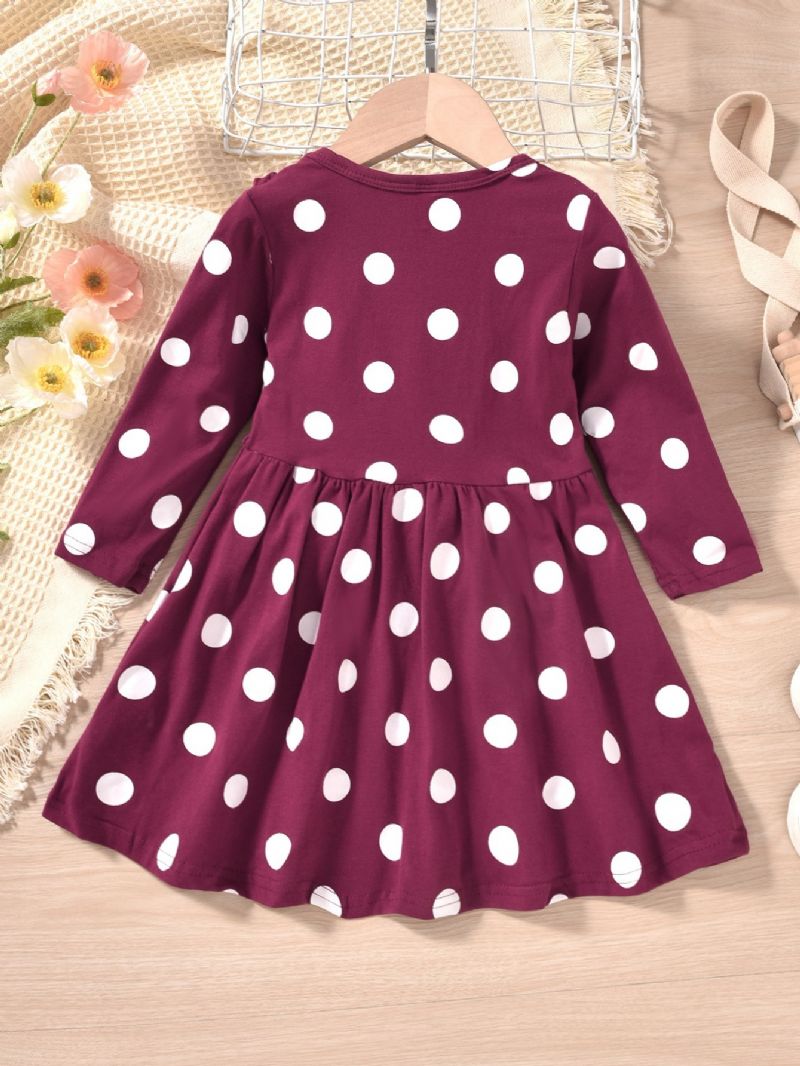 Jente Polka Dot Casual Langermet Kjole