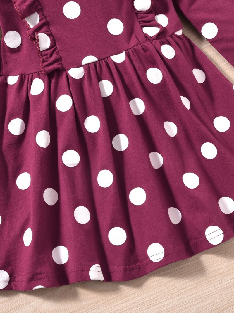 Jente Polka Dot Casual Langermet Kjole