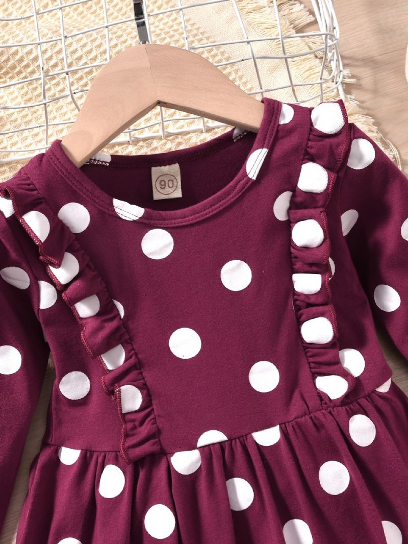 Jente Polka Dot Casual Langermet Kjole