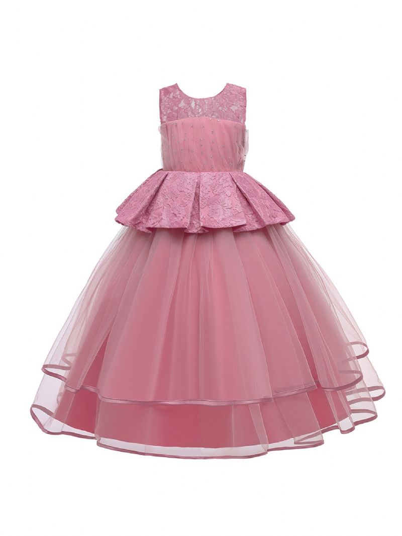 Jentekjole Ermeløs Puffy Princess Dress Blonde Patchwork Flisekjole