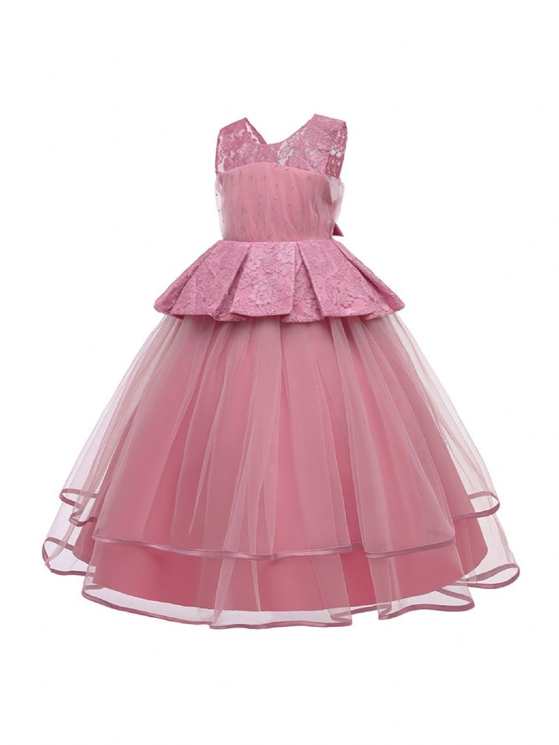 Jentekjole Ermeløs Puffy Princess Dress Blonde Patchwork Flisekjole