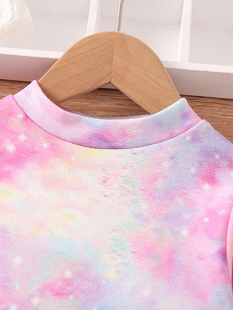 Jentekjole Tie Dye Unicorn Print Langermet Kjole Prinsessekjole