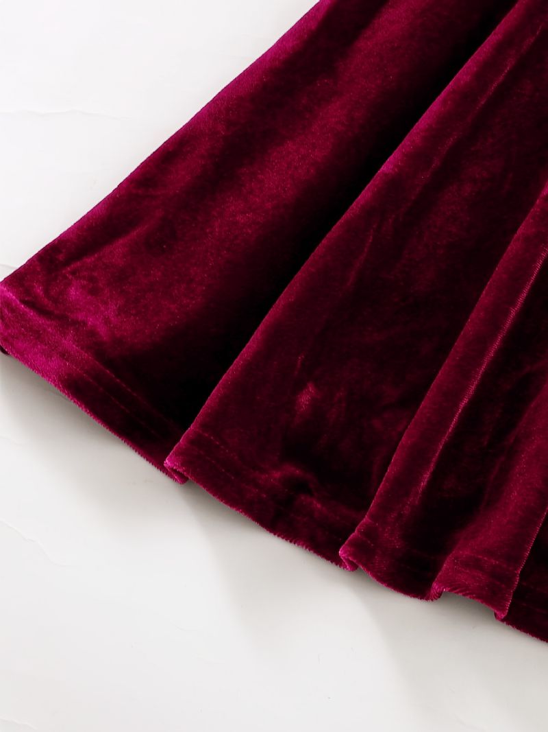 Jenter Burgundy Velvet Spaghetti Stap Cami Dress Barneklær