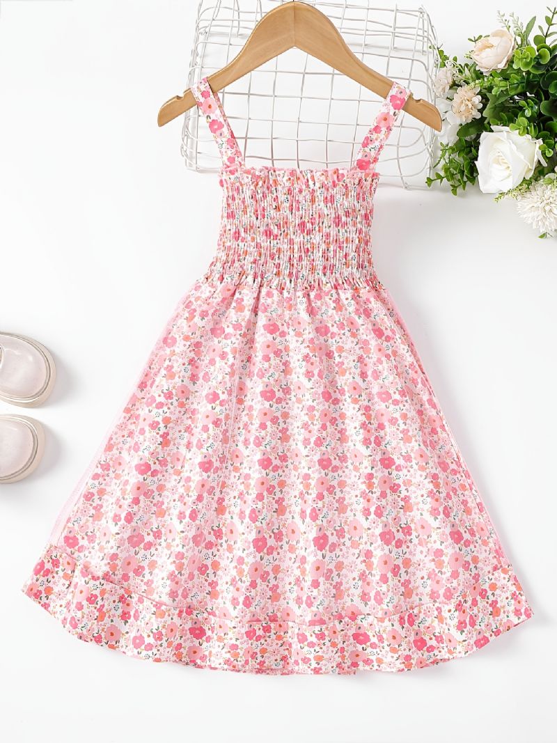 Jenter Cami Dress Blomstertrykk Ruffle Hem Summer Beach Barneklær