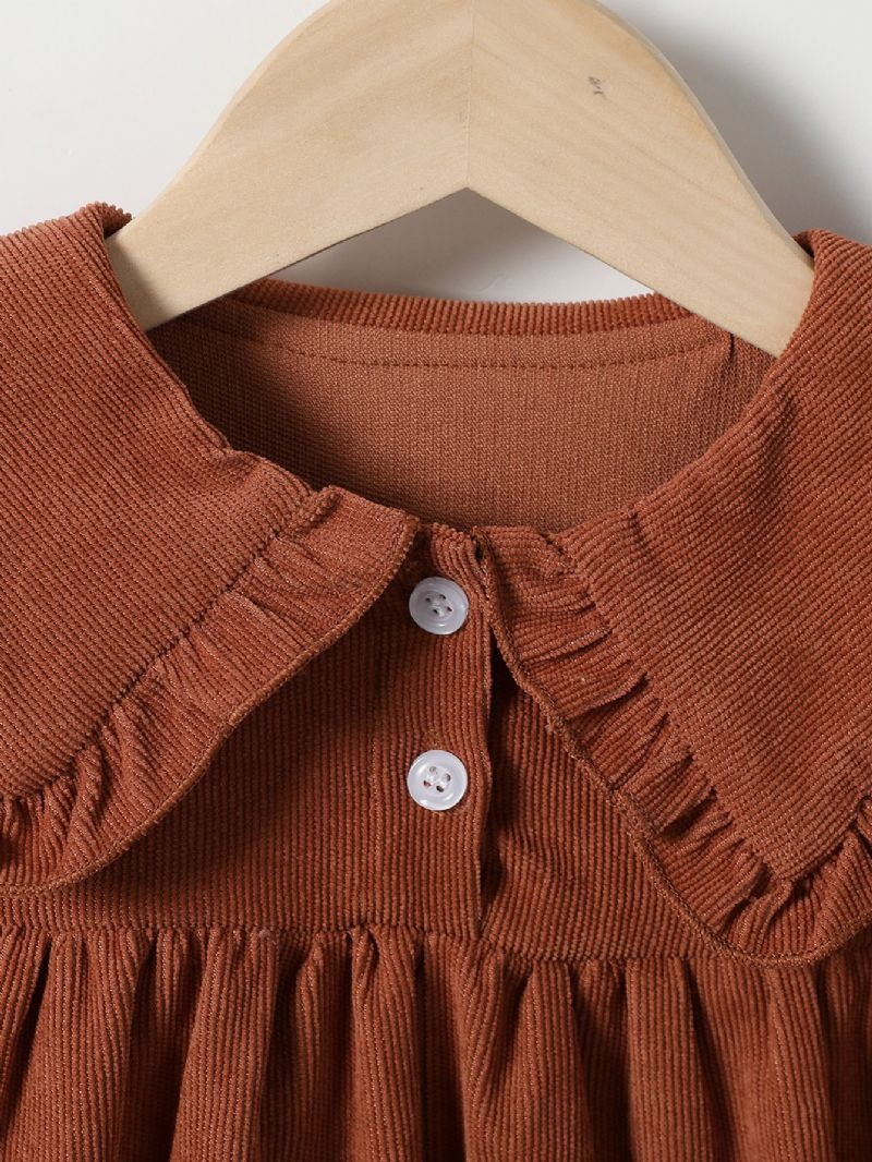 Jenter Corduroy Dolly Collar Vintage Kjole