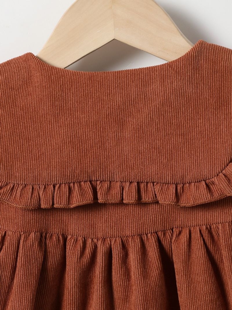 Jenter Corduroy Dolly Collar Vintage Kjole